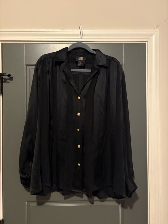 Escada Tops - Escada Couture 100% Silk Black Blouse Gold Button